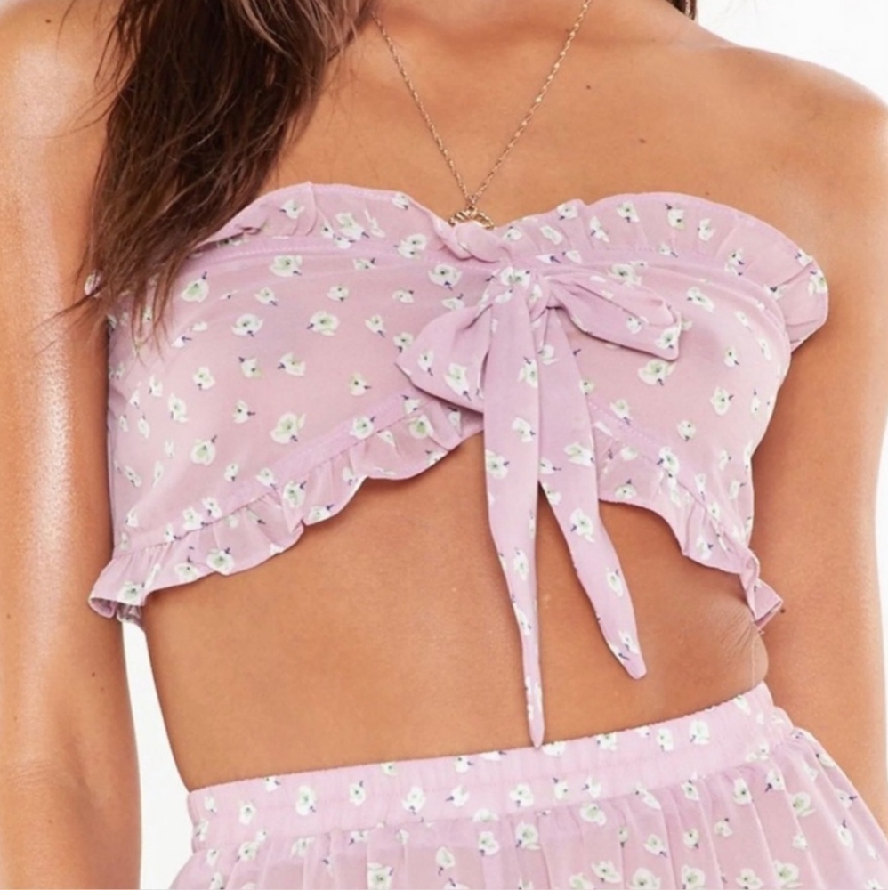 Nasty Gal Tie Bandeau & Split Beach cover up